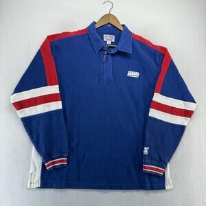 Vintage New York Giants Rugby Shirt men's XL Blue Starter Embroidered Logo 90s